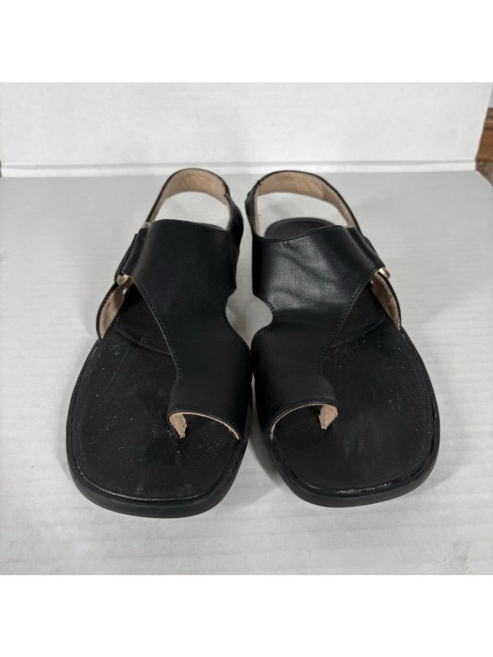 SOUL Naturalizer Women 8.5M Black Faux Leather Comfort Freya Flat Sandals - Picture 6 of 12